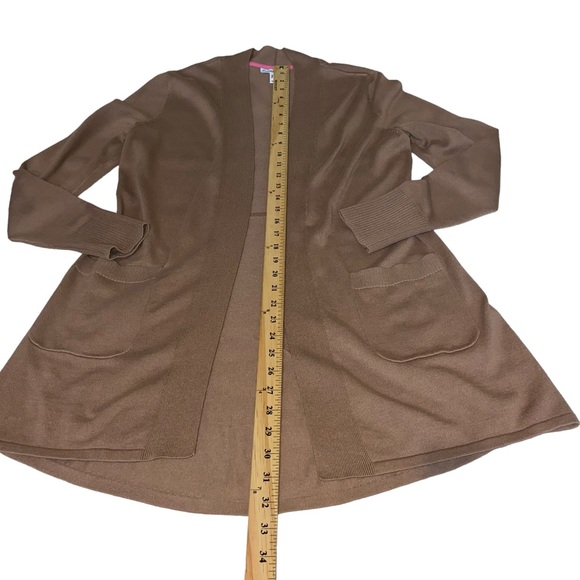 Isaac Mizrahi Brown Open Cardigan Sweater Sleeveless Top - Women’s Small 2PC - Picture 7 of 16